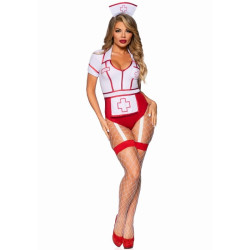 Leg Avenue - Costume Infirmière Sexy Rouge/Blanc M
